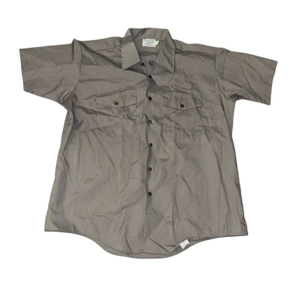 Elbeco Duracloth Short Sleeve Gray Uniform Shirt XL - Made In USA - Picture 1 of 5